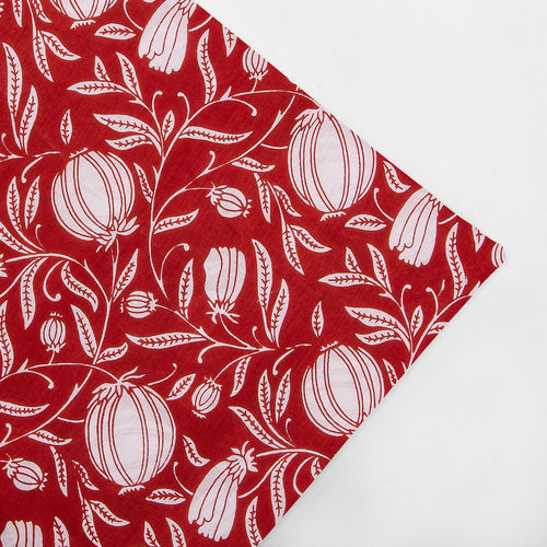 JAIPURI RED COLOR HAND BLOCK COTTON UNSTICHED FABRIC