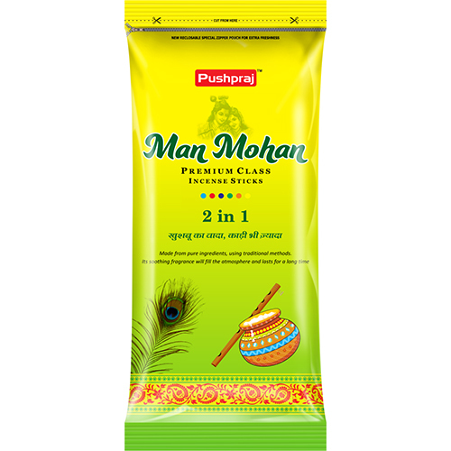 Man Mohan Incense Sticks 2 in 1 - Eco-Friendly Herbal Fragrance Smooth Surface | Aromatic Indian Incense for Relaxation and Meditation