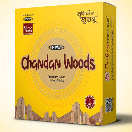 Chandan Woods Dhoop Sticks Box - Herbal Fragrance, Eco-Friendly Smooth Indian Incense | Aromatic Experience for Serenity