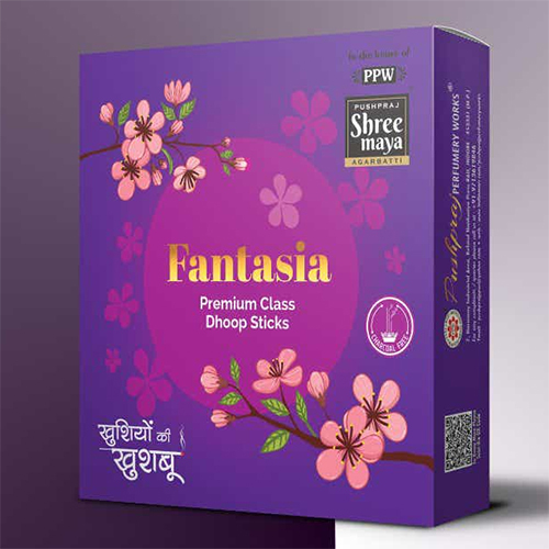 Fantasia Dhoop Sticks Box - Smooth Finish, Herbal Fragrance | Eco-Friendly, Aromatic Indian Incense Experience