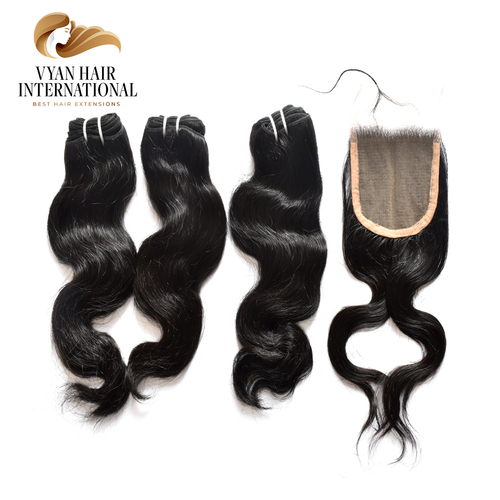 Bodywave Bundles Set Closure Brazilian Human Hair Bundles And Frontal Straight Hair Bundle With Closure Hair Extensions