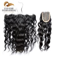 Double Drawn Virgin Indian Human Hair Curls 3 Bundles With Lace Frontal Closure