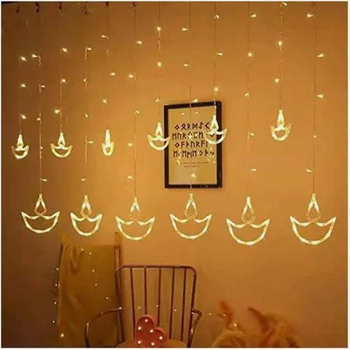10 Feet X 3.5 Feet LED Diya Curtain Decorative Diwali Light Plug-in 220 Volt