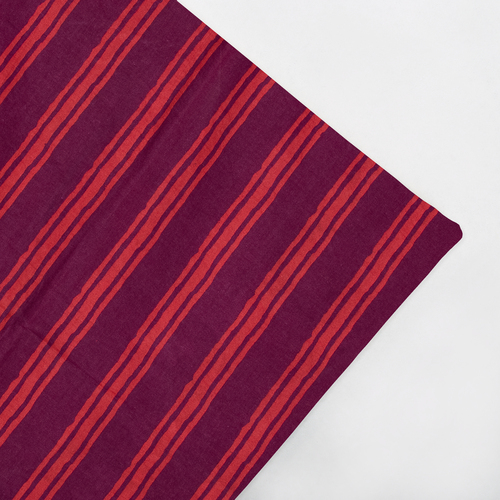RED COLOR COTTON FABRIC WITH STRIP PATTERN