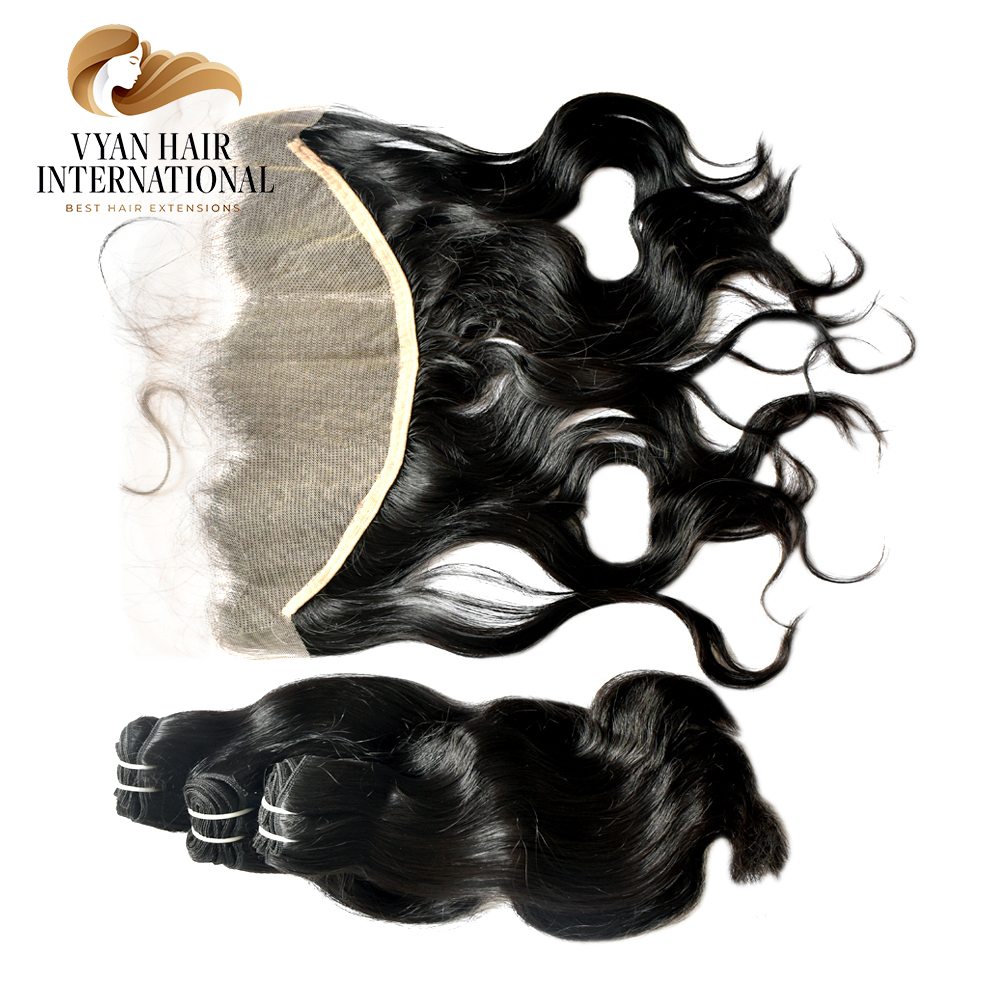 Wholesale 3 Bundles Real Brazilian Body Wave 100% Virgin Human Hair Bundles With Lace Frontal Closure