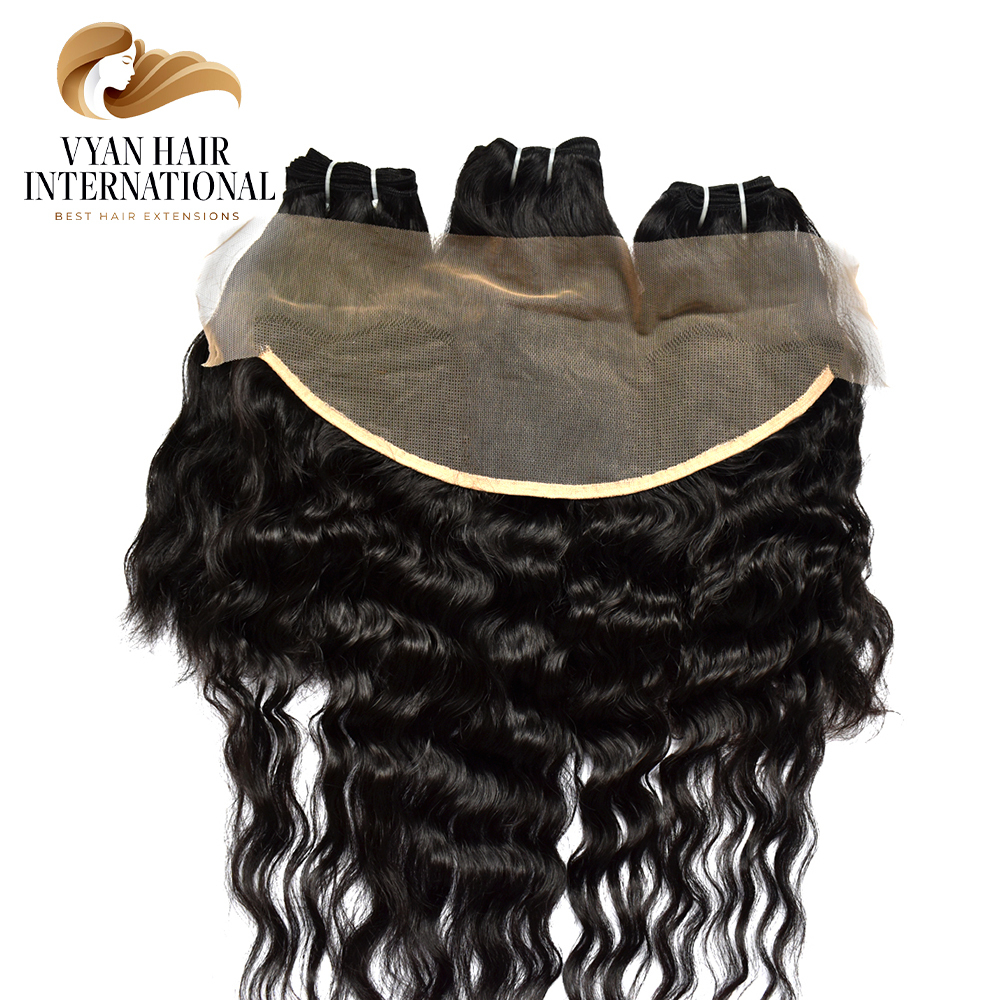 Double Drawn Curl Human Hair Bundle With Closure Hair Weave With Closure Frontal Curly Bundles With Closure Frontal