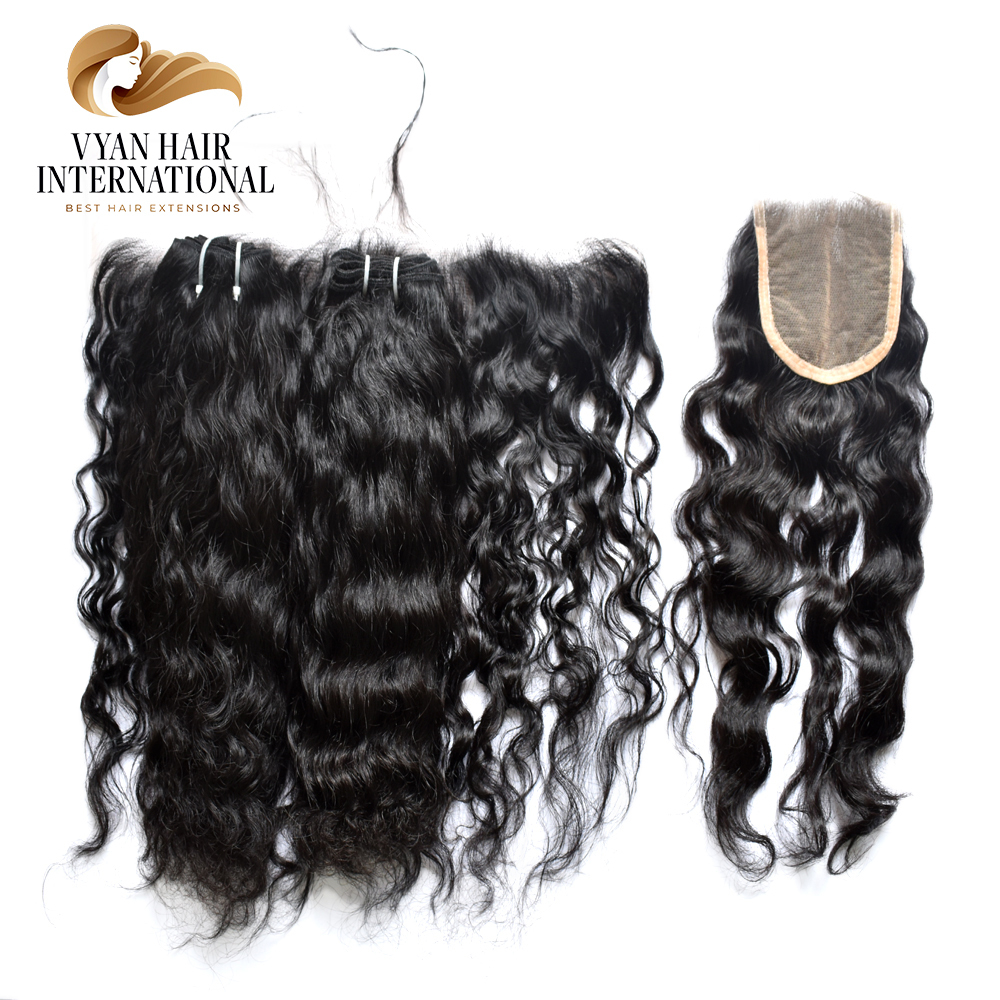 Double Drawn Curl Human Hair Bundle With Closure Hair Weave With Closure Frontal Curly Bundles With Closure Frontal
