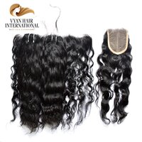 Double Drawn Curl Human Hair Bundle With Closure Hair Weave With Closure Frontal Curly Bundles With Closure Frontal