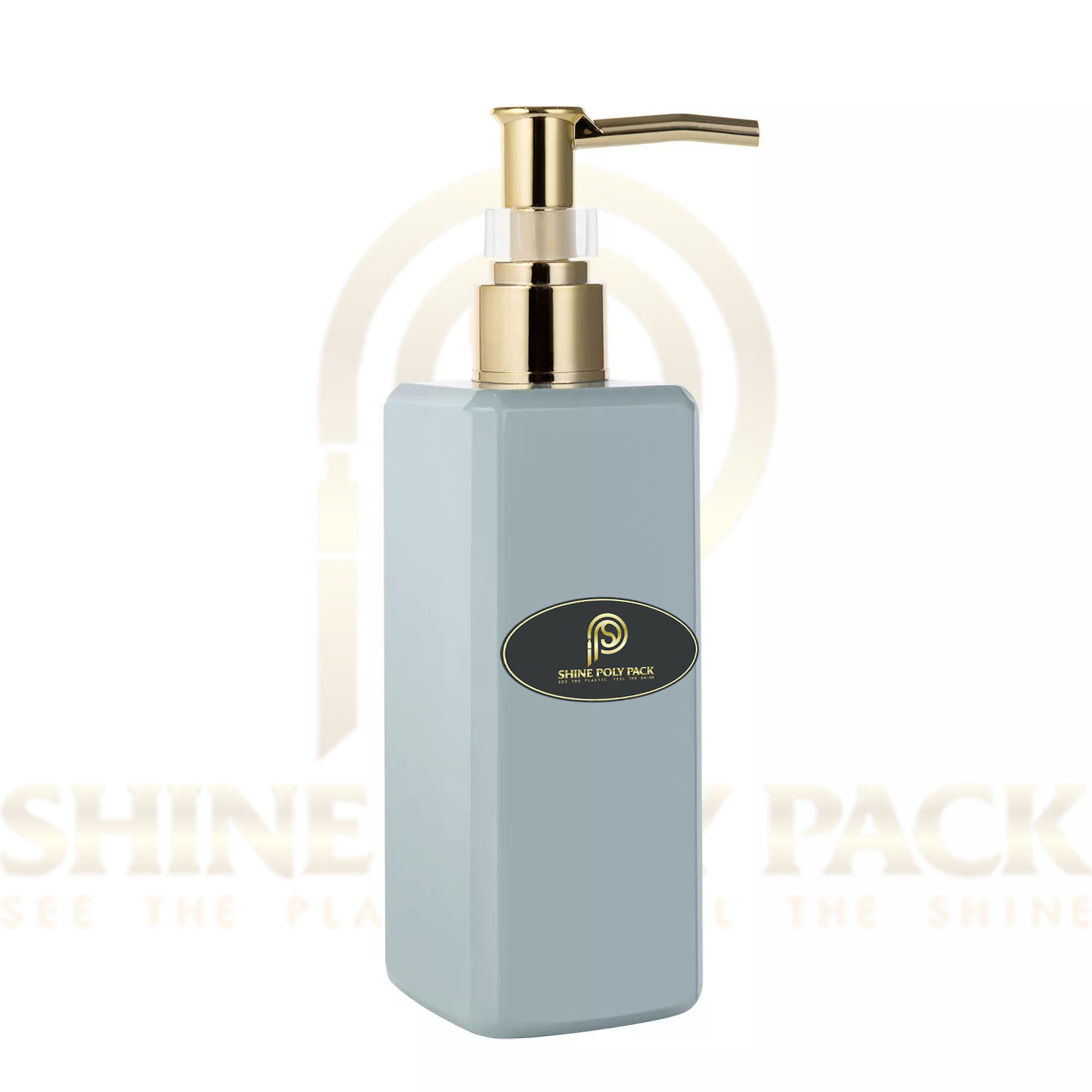 150ml HDPE SQUARE BOTTLE WITH GOLD PUMP