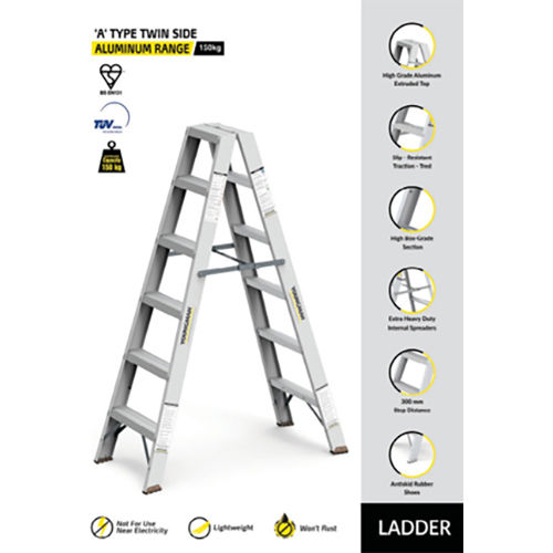 Aluminium  A TYPE DOUBLE SIDED LADDER