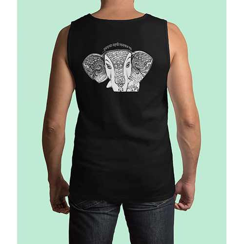 Ganpati Pudhchya Varshi Lavkar Ya Back Print Gym Vest