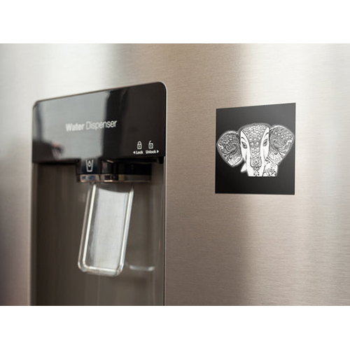 Ganpati Full Face Pencil Sketch Square Fridge Magnet
