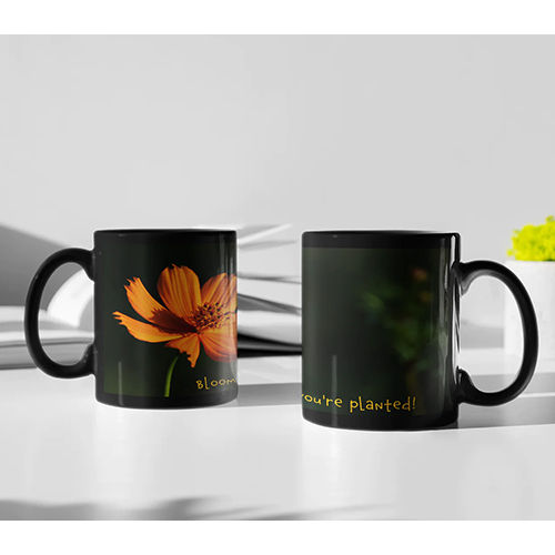 Black Bloom Printed Coffee Mug