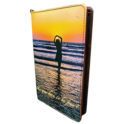 She Was Born To Be Free Brown Vegan Leather Travel Wallet