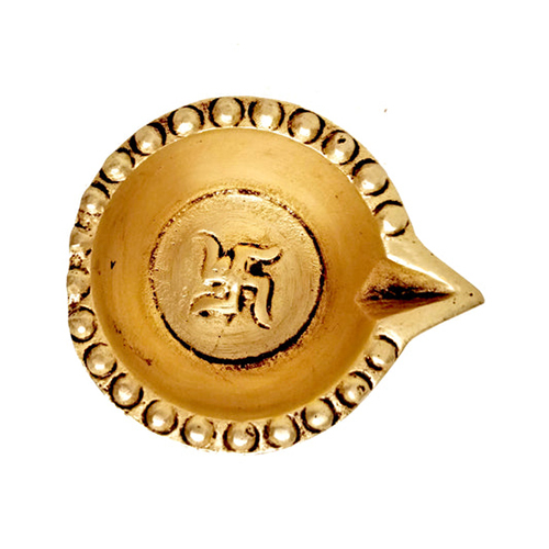 Brass Diya With Dot Border