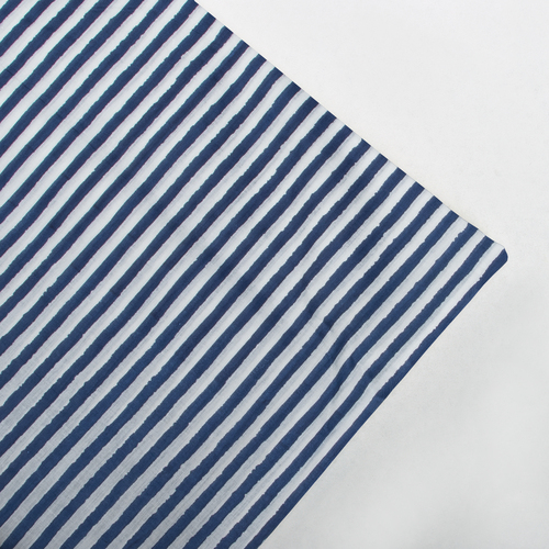 BLUE AND WHITE STRIP PRINT COTTON UNSTICHED FABRIC