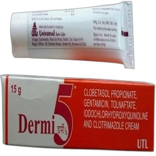 Dermi 5 Cream (Clobetasol Gentamicin Clotrimazole Clioquinol)