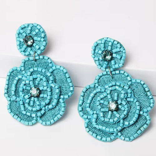 New Brass Look Assorted Colors Beads Floral Design Handcrafted Earring For Women's