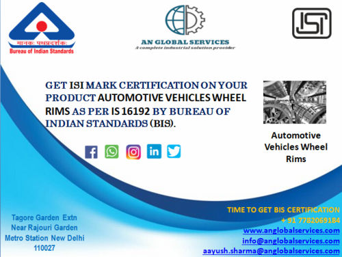 Automotive Vehicles Wheel Rims ISI Certification