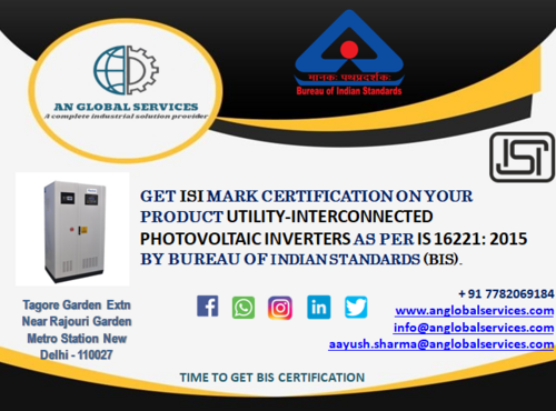 Utility-Interconnected Photovoltaic inverters ISI Certification