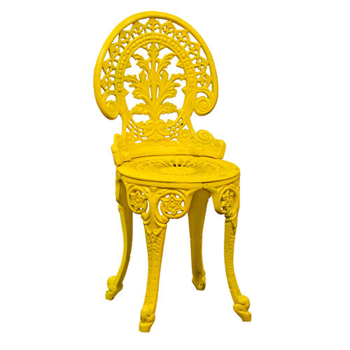 Floral yellow cast aluminium chair