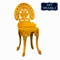Floral yellow cast aluminium chair