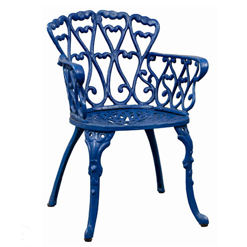 Garden blue cast aluminium chair