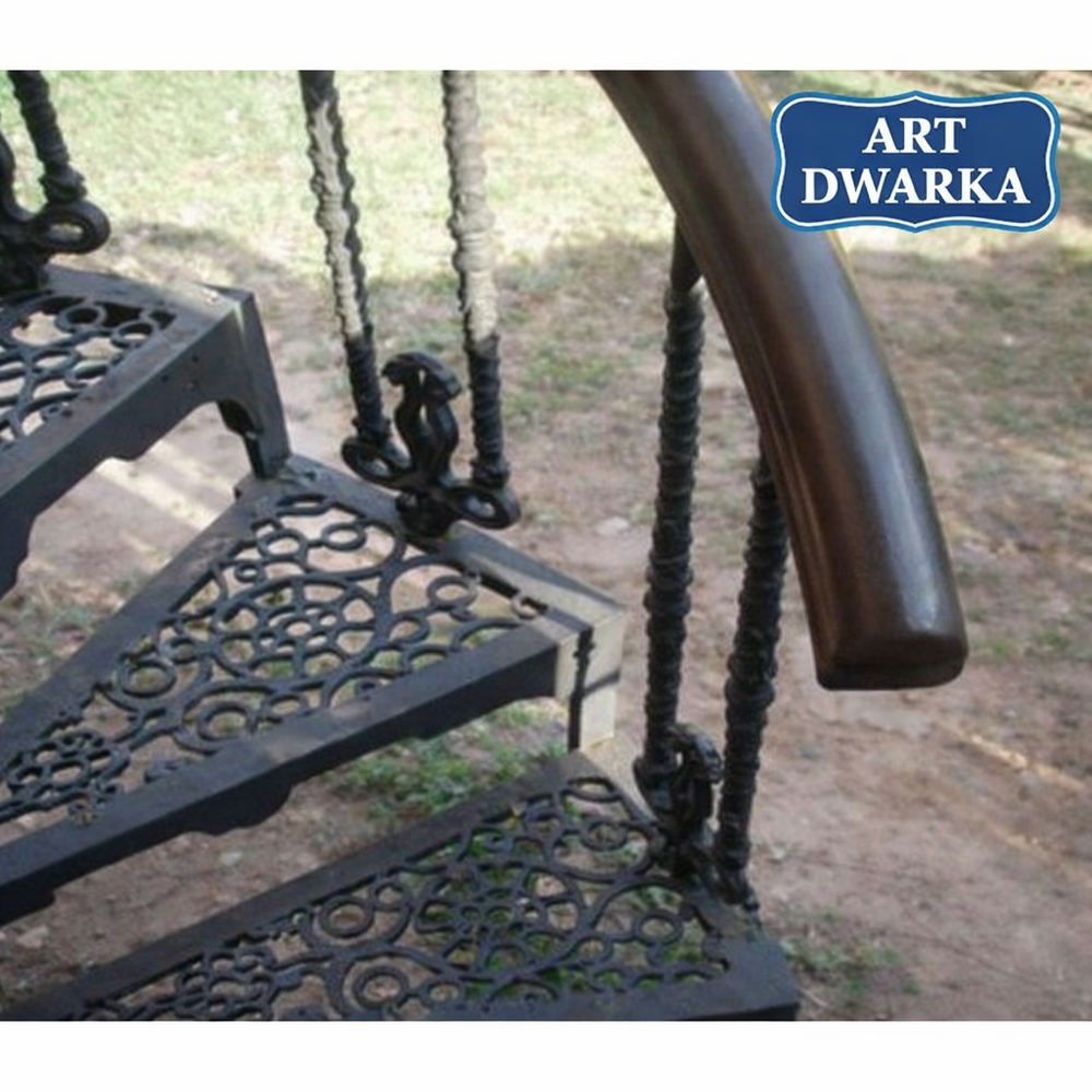 Spiral Staircase - Cast Iron, 93 cm Height, Matte Black Finish | Elegant Design, 150 kg Capacity
