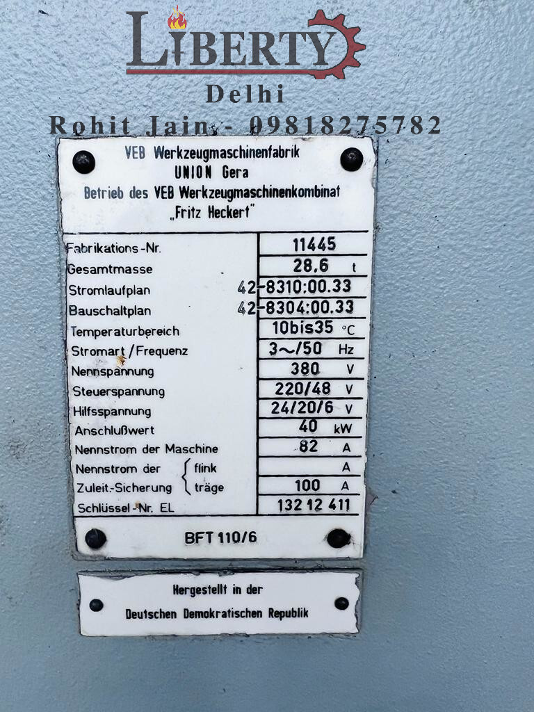 WMW-Union BFT 1106 Horizontal Boring Machine