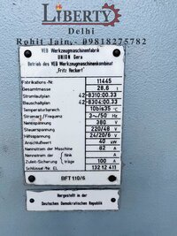 WMW-Union BFT 1106 Horizontal Boring Machine