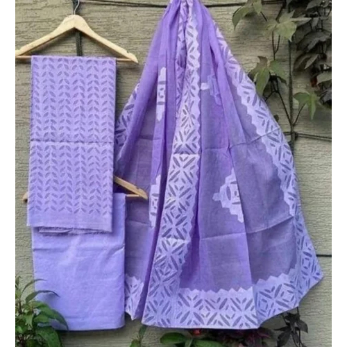 Applique Work Dress Material - Cotton, Printed Texture | Washable, Light in Weight