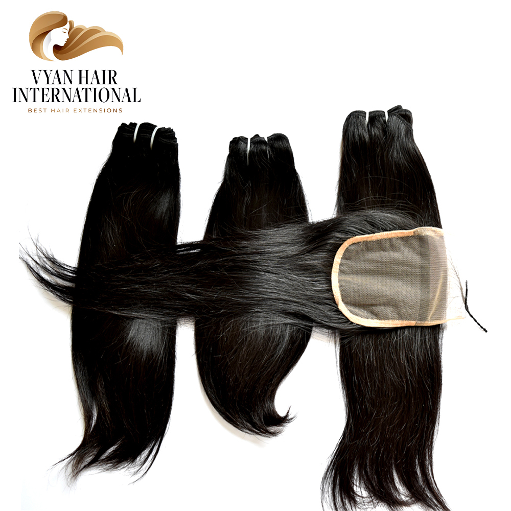 Raw Virgin Unprocessed Human Hair 100% Virgin Human Indian Hair Peruvian Hair Bundles With Lace Freontal Closure
