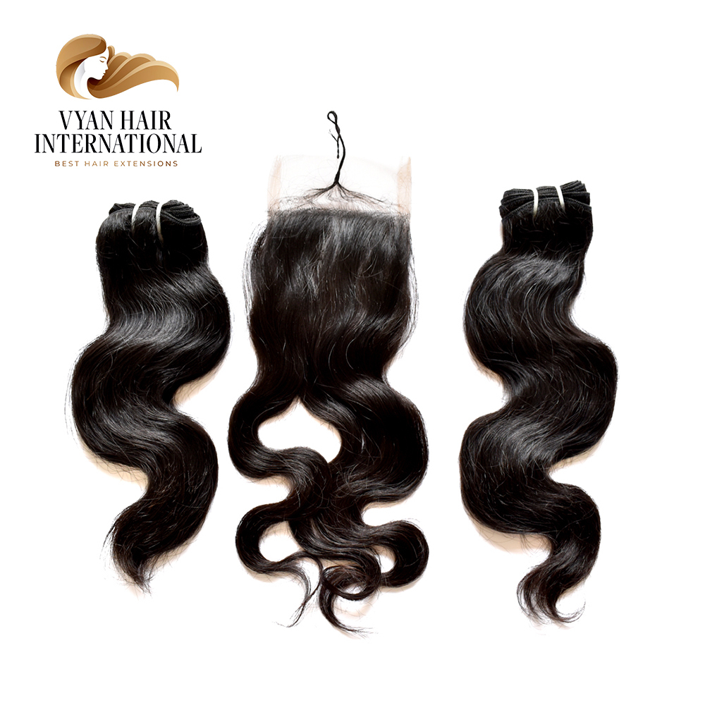 Indian Virgin Human Hair Weaves And Wigs Body Wave Raw Hair Extensions Bundle With Lace Closure Or Frontal Wavy Hair