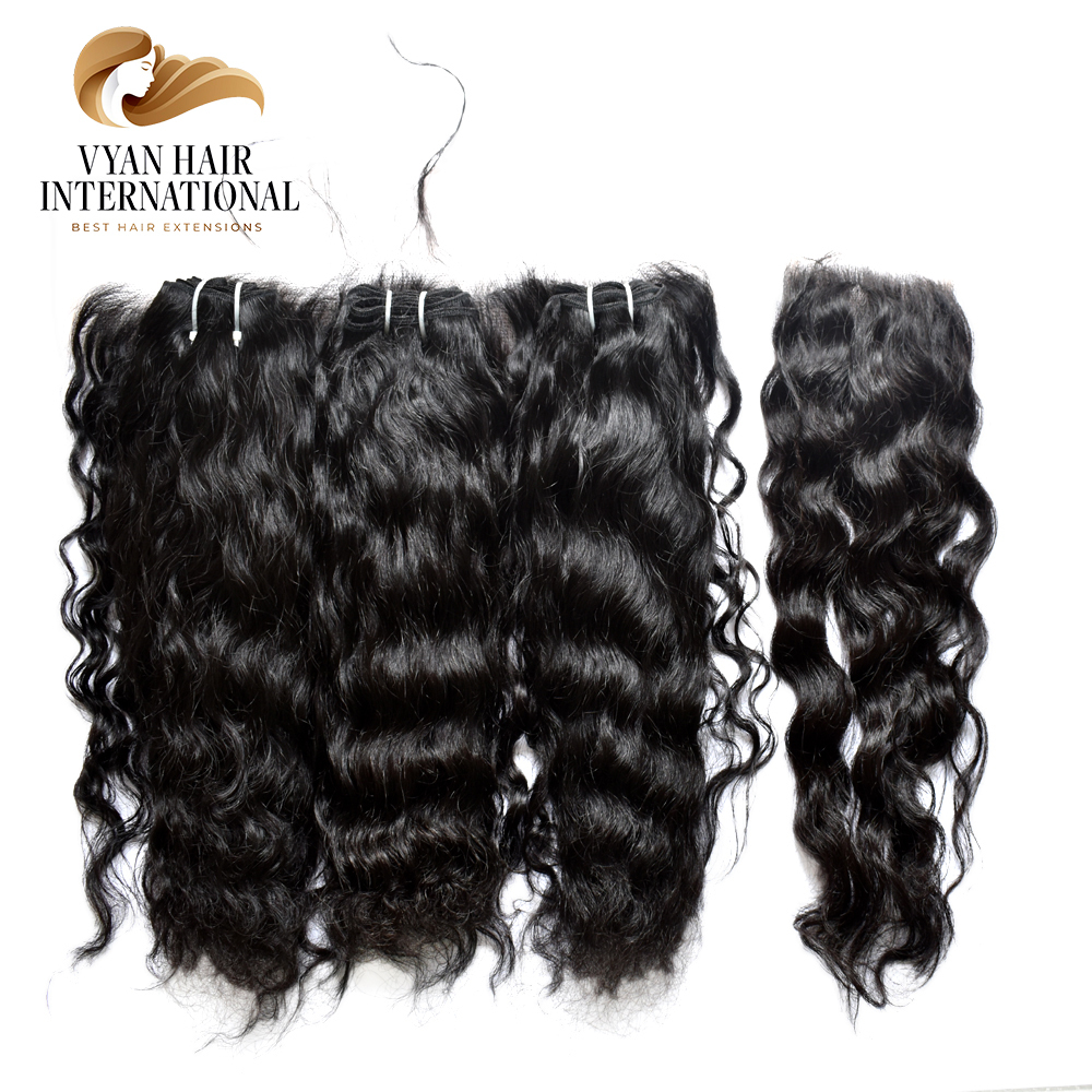 Human Hair Supplier Indian Bundles With Frontal Human Hair 4 Bundles With Closure Curly Indian Hair With Bundles
