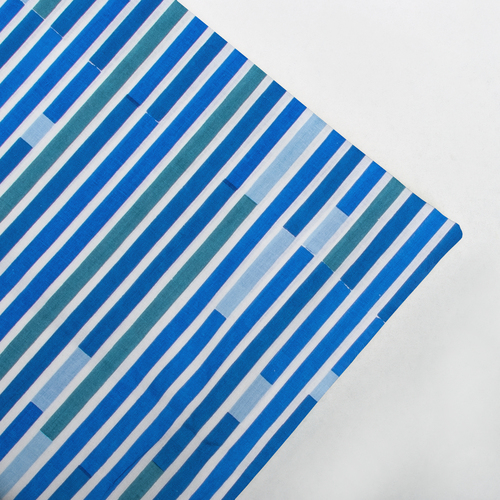 BLUE HAND BLOCK PRINT STRIPE COTTON FABRIC