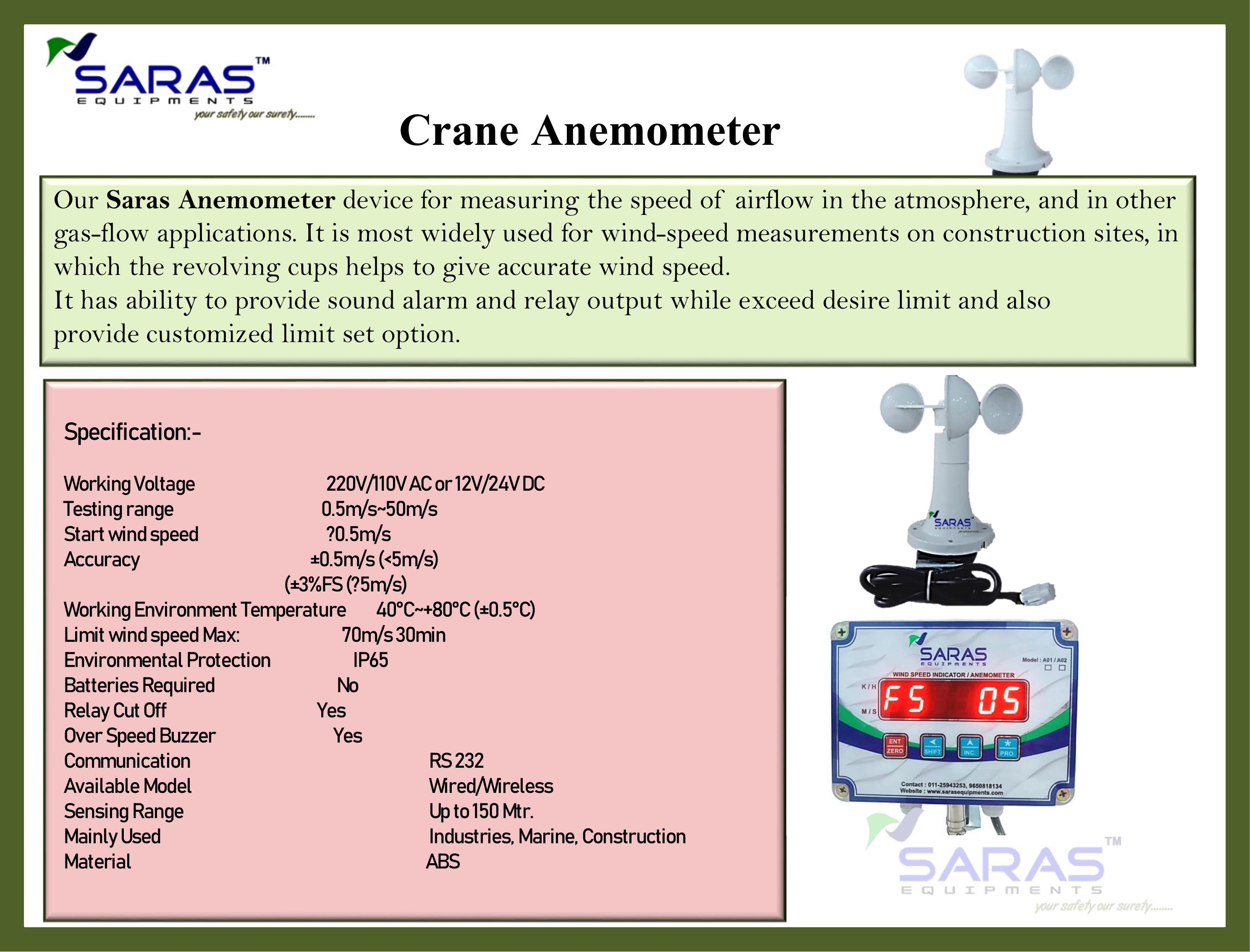 Anemometer For Tower Crane