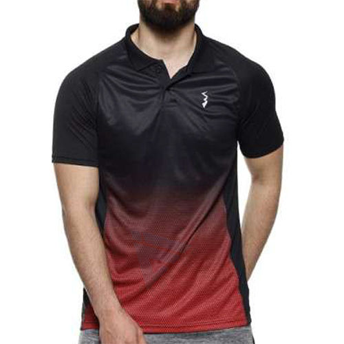 Red And Black Mens Half Sleeve Sports T-Shirts