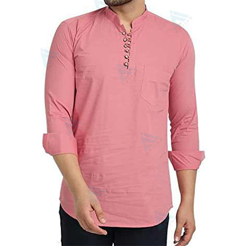 Mens Pink Short Kurta