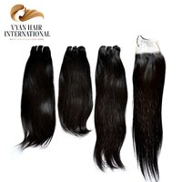 Weft Human Hair Bundles With Lace Closure Lace Frontal Vietnamese Straight Raw Hair Vendors