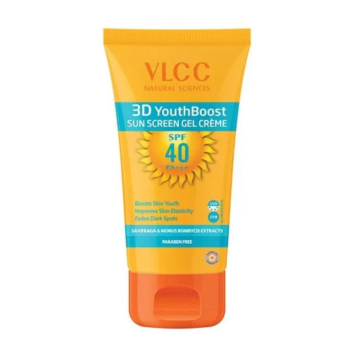 VLCC 3D यूथ बूस्ट सनस्क्रीन जेल क्रीम Spf40 100G कोई साइड इफेक्ट नहीं