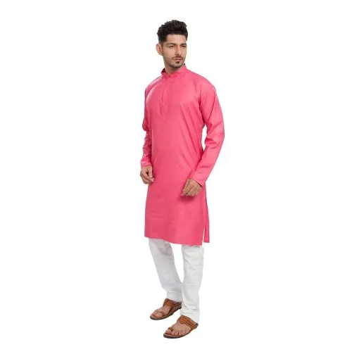 Mens Pink Cotton Kurta Pajama