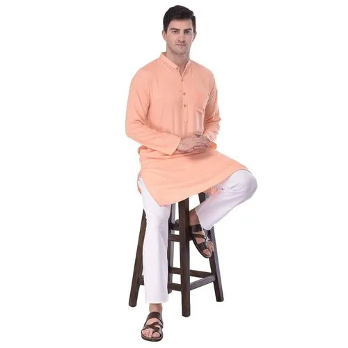 Mens Peach Kurta Pajama