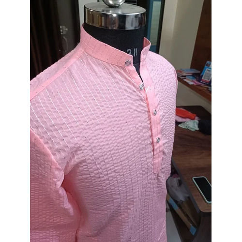 Washable Mens Pink Sequence Kurta