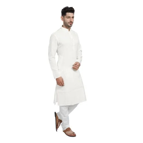 Mens Kurta Pajama - Cotton Fabric, Plain White Color | Washable, Designed for Comfort and Style