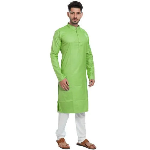 Washable Mens Green Cotton Kurta Pajama