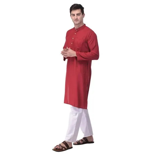 Mens Maroon Full Sleeve Kurta Pajama