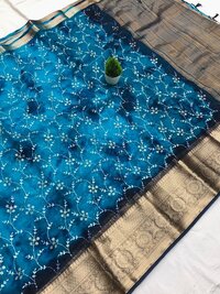 Kanchi Orgenza Jacquard Sibori Print Saree
