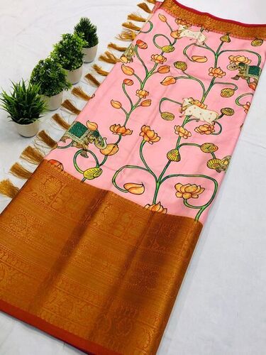Beautiful Soft Banarasi silk Kalamkari sarees