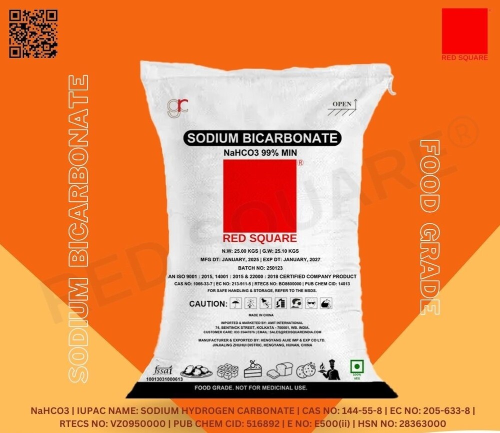 Sodium Bicarbonate - Food Grade - Red Square - Cas No: 144-55-8