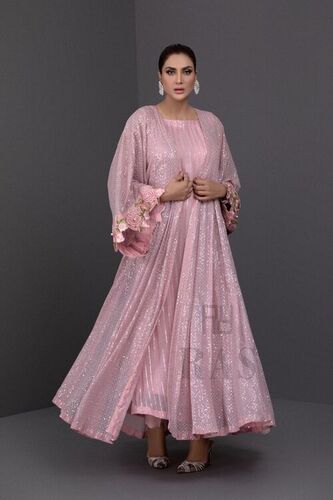 Women Fox Georgette With Embroidery Sequence Work Gown